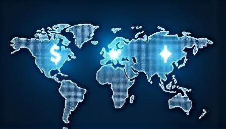 World currencies symbols with digital trading overlays