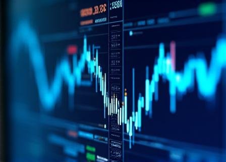 Complex financial analytical dashboard on a high-tech screen